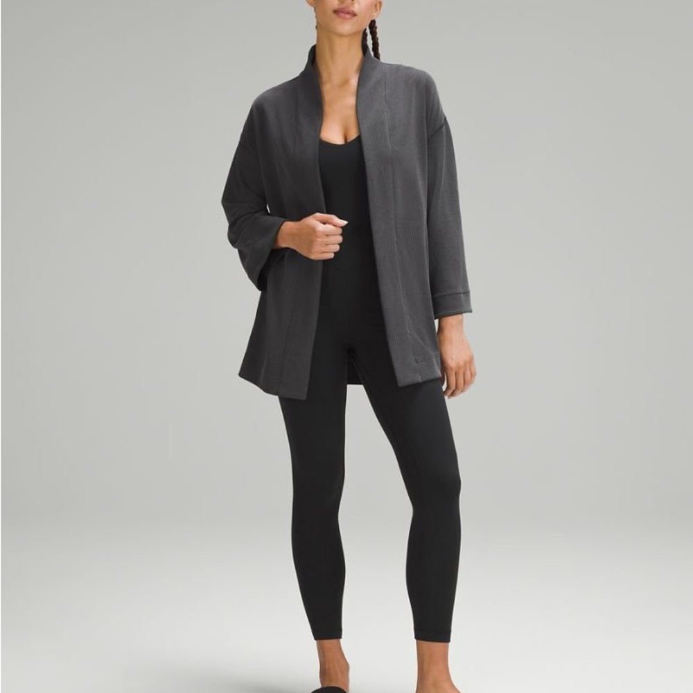 lululemon athletica Softstreme Ribbed Charcoal Cardigan - NWOT *missing sash